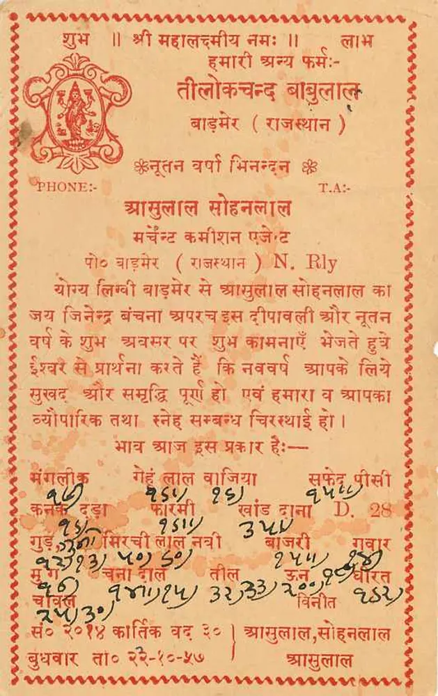 Antieke ansichtkaart uit India — tekst in devanagari — uitgever niet zichtbaar - Achterkant