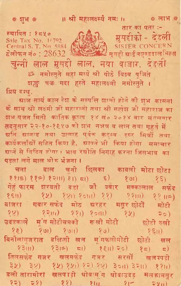 Antieke ansichtkaart uit India — tekst in devanagari en Engels — uitgever 'Postage Card' en zegel van 5 pence - Achterkant