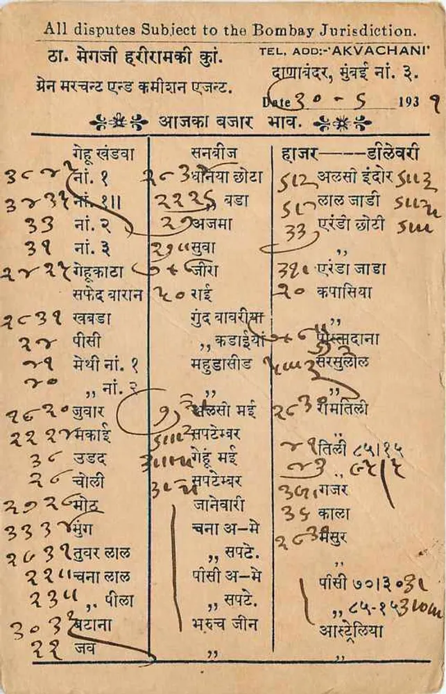 Bhawaniganj — Commerciële correspondentie — onbekende uitgever - Achterkant