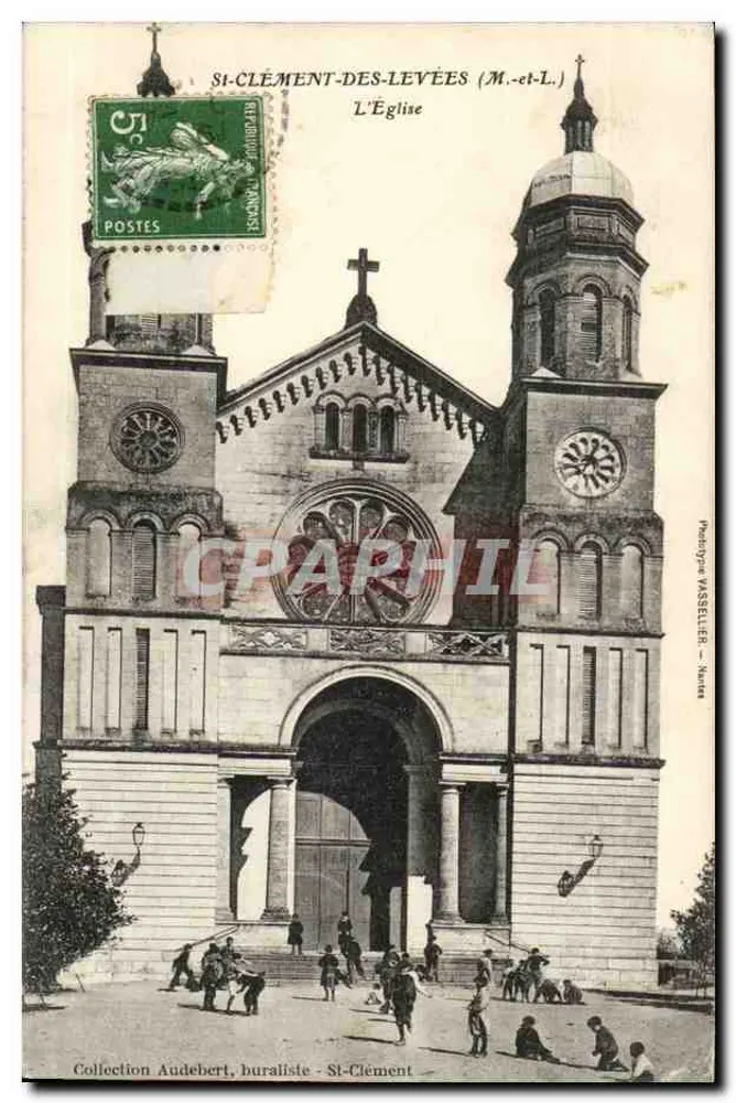 St-Clément-des-Levées (M.-et-L.) — A Igreja — Fototipia Vassellier - Nîmes - Frente