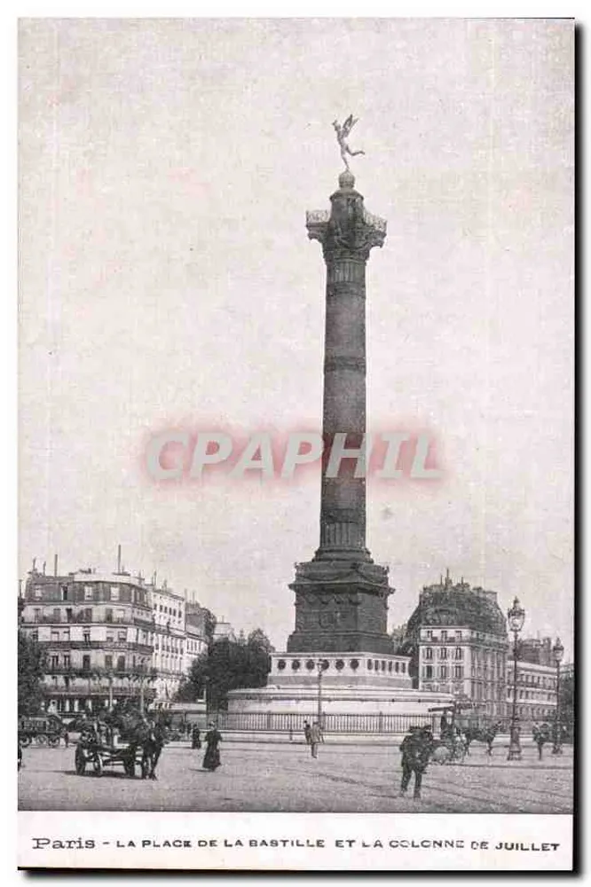 Paris - Die Place de la Bastille und die Säule von Juli - Vorderseite