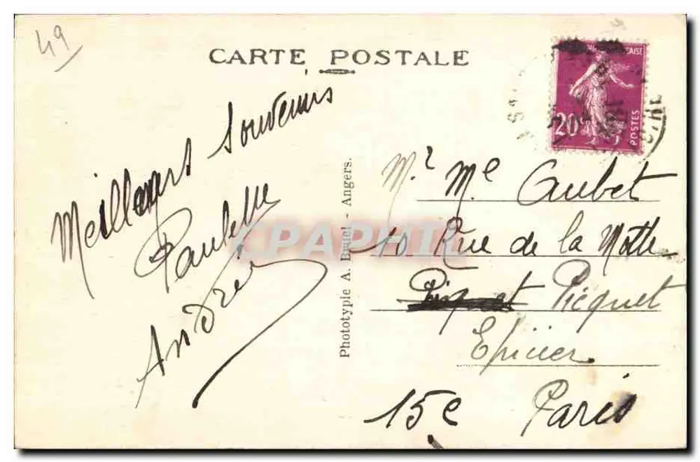 Saumur (M-et-L.) — Le Château-Fort et la Loire — Phototype A. Buel - Verso
