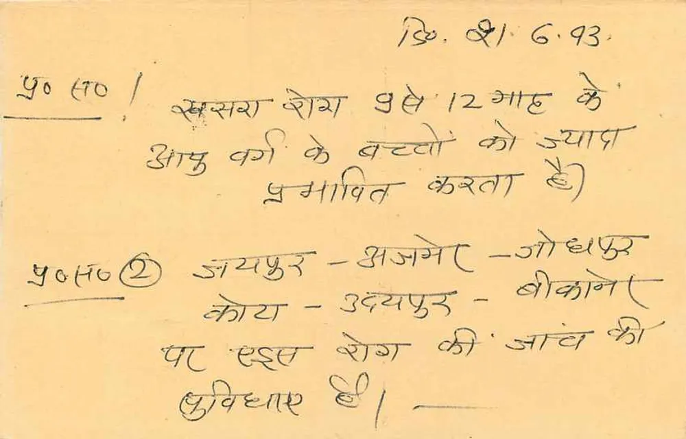Jawahar Nagar - Shri Ram Nagar — antieke ansichtkaart met tijgerstempel, uitgever 'REPLY' en serie-nummer 302001 - Achterkant