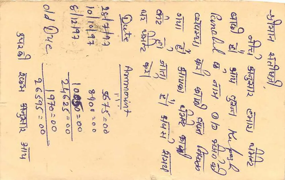 Bikaner - Ajmer - Rajasthan - Índia — carta postal comercial para Prakash Spring Mfg. Works — editor: Post Card - Verso