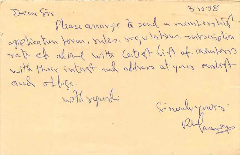 Calcutta — Carte postale philatélique envoyée à Jaipur — R.K. Saravagi - Verso