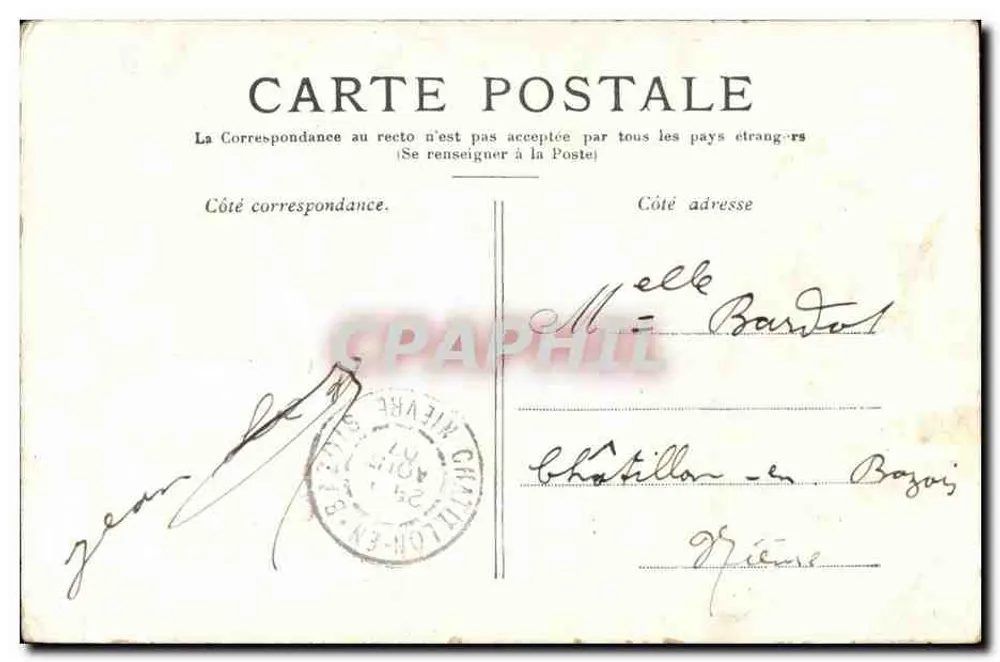 Paris — Die Bastille, Siegessäule — Verlag: Postes. - Rückseite