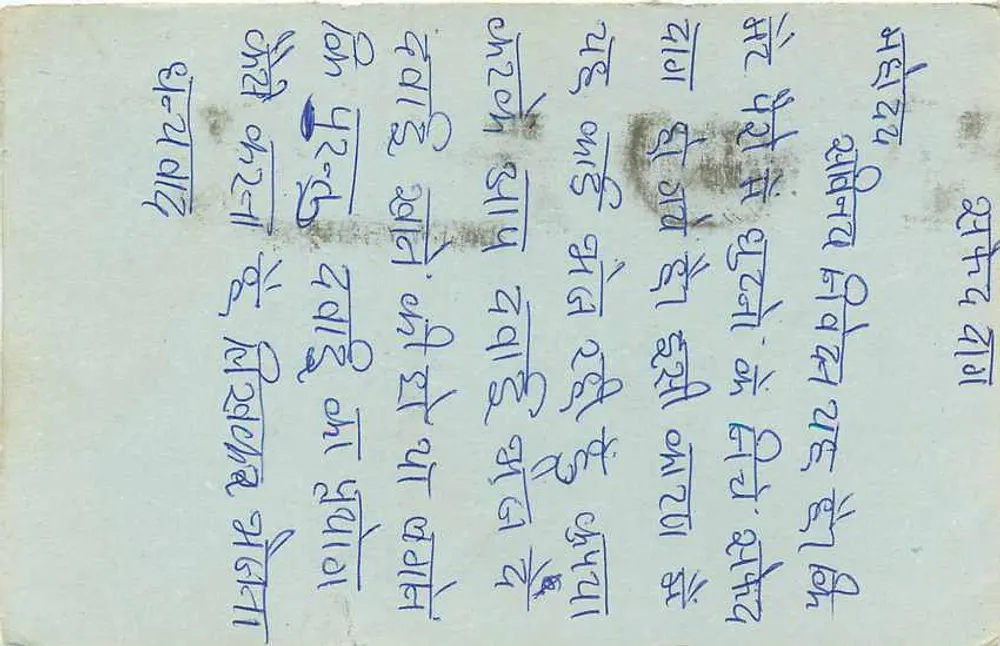 Carte postale de l'Inde — Nouvel An — timbre tigre 15 p. — éditeur : India Post - Verso