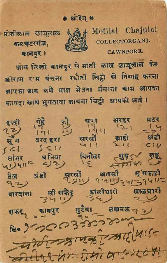 Jaipur — antieke ansichtkaart uit India gedateerd 15 september 1930 — uitgever Motilal Chajulal, Cawnpore - Achterkant