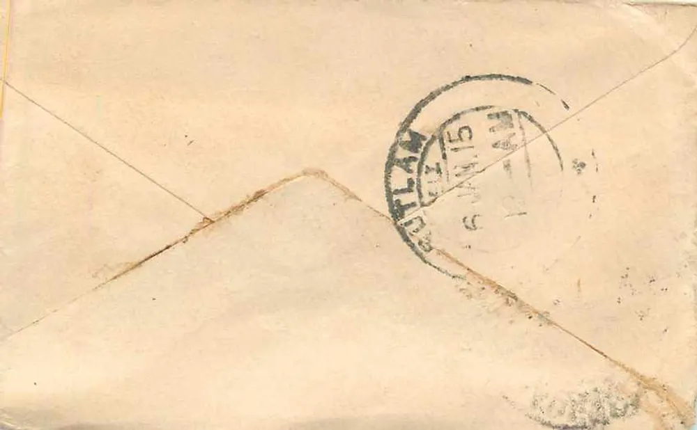 Carta postal indiana — escrita em escrita devanagari — carimbo postal de Barevillan - Verso