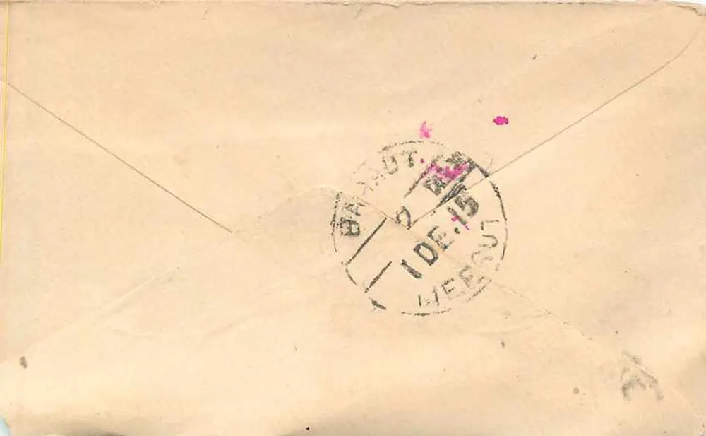 Carta postal de Halfangara — Baranout — datada 2 de dezembro de 1915 - Verso
