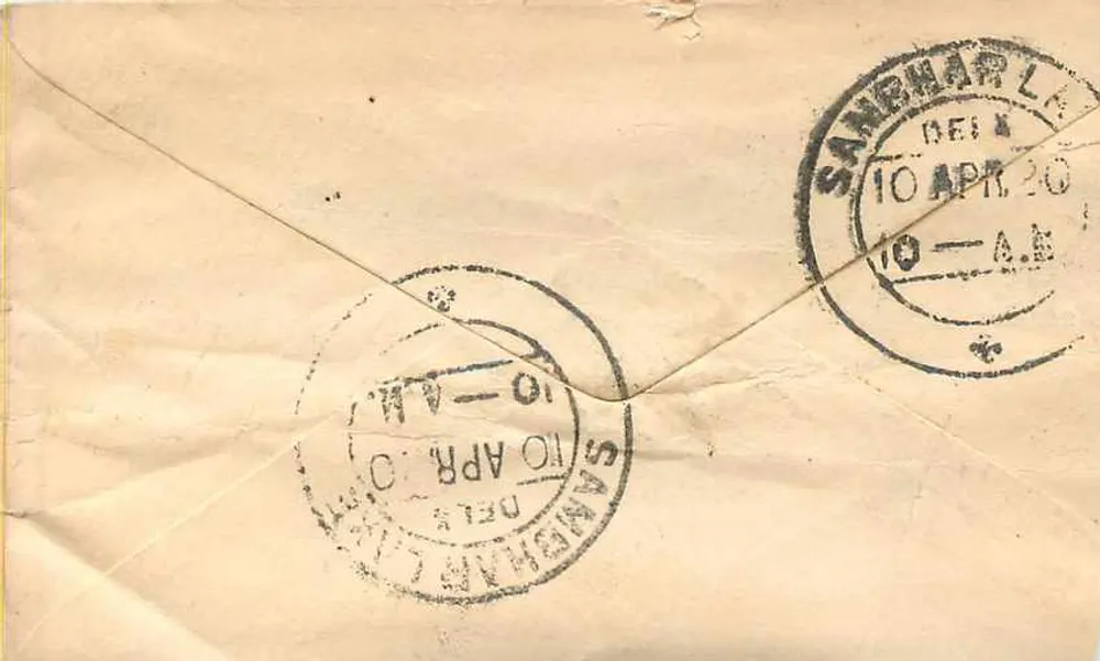 1920 के आसपास के पोस्टकार्ड - संभर लेक्स - हाफ एना टिम्बर और पोस्टमार्क - पीछे