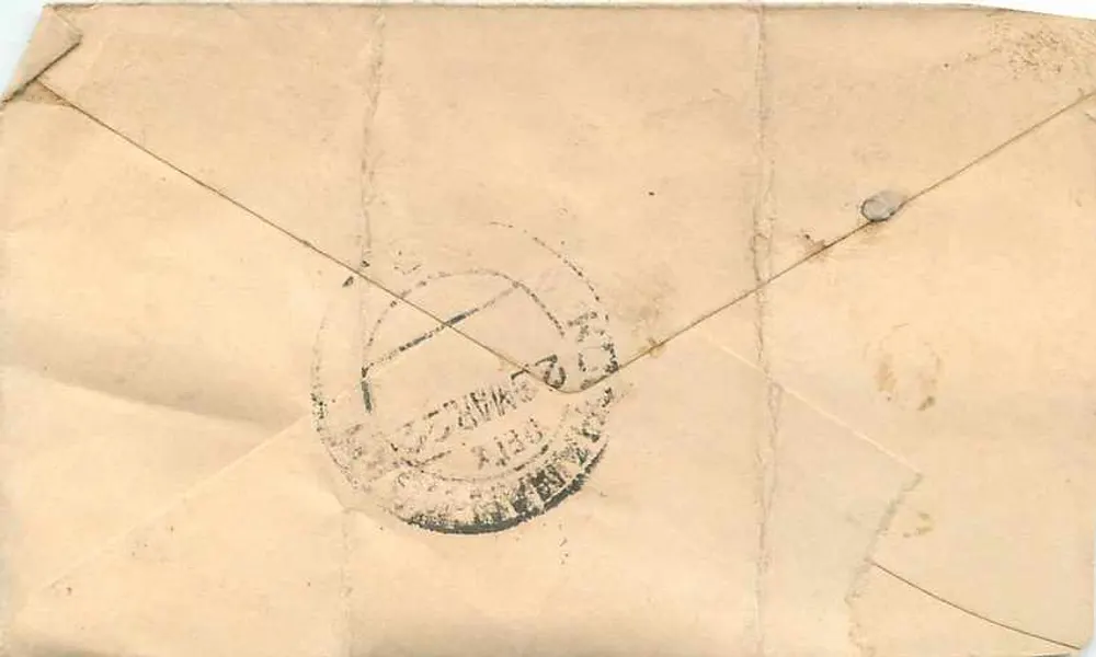 कुचमान - गौर्डहंदंदेस बलाबाहर — 26 मार्च 1922 की तारीख वाली पोस्टकार्ड, हरा टिम्बर और पोस्टमार्क - पीछे