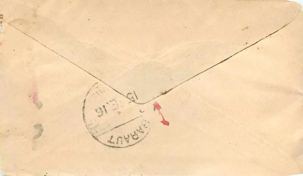 Baros Meerut — carta postal indiana com selo de ½ anna e carimbo de Meerut - Verso
