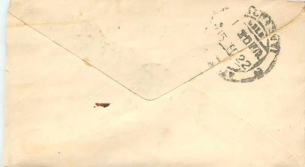 Bombay — carta postal com selo e carimbo postal - Verso