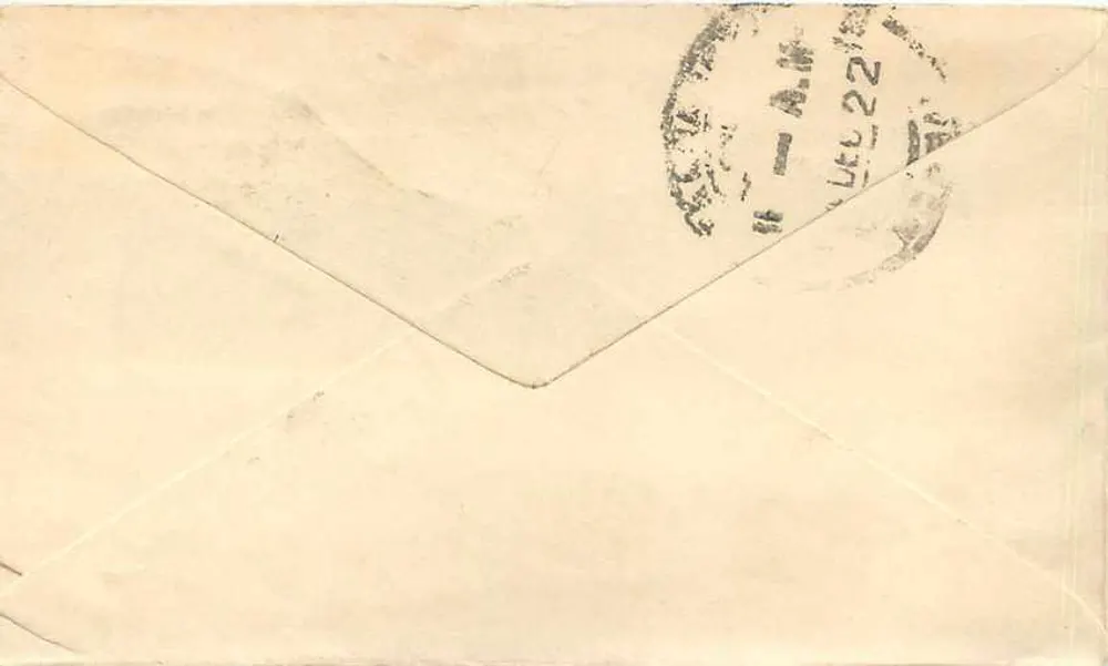 Bombay — correspondência para a Índia — selo e carimbo 'HALF ANNA' - Verso