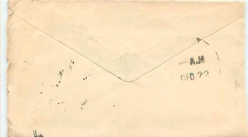 Bombay — Kalwadani — correspondência por volta de 1922 — selos e carimbos - Verso