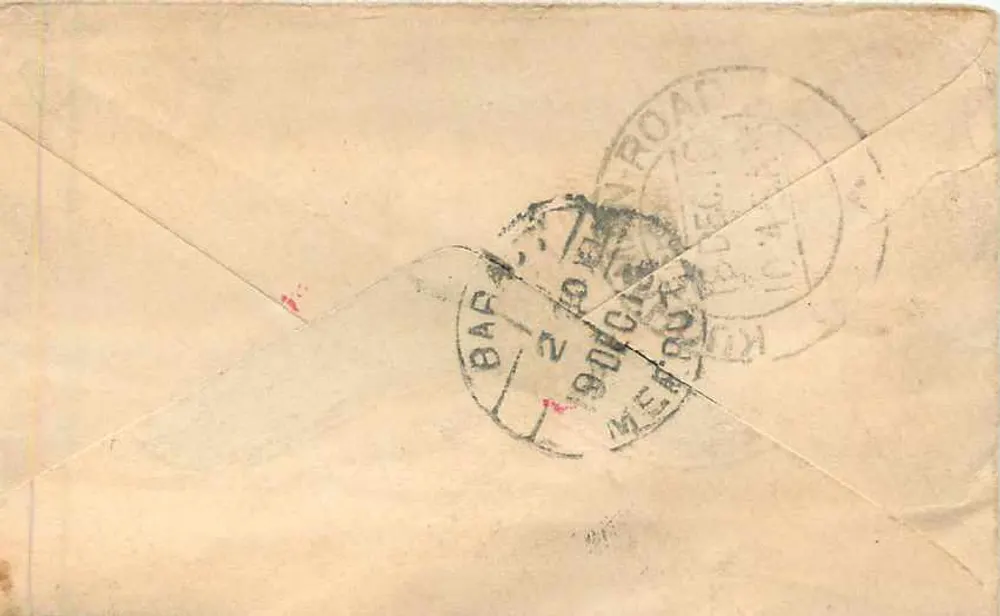 Baraut — carta postal enviada de Baraut, Índia — editor desconhecido, número de série não visível - Verso