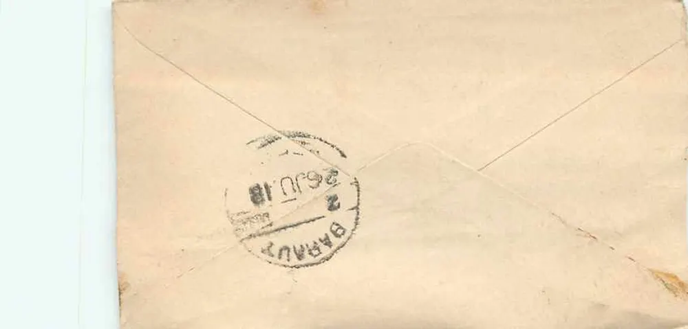 Suganchand Chirangila — Baraolt, Índia — selo de 30 p. e carimbo postal - Verso