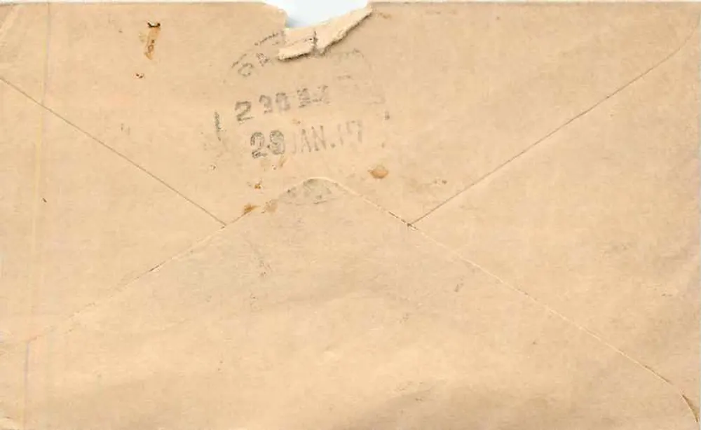 बारौट - सेंट-मीरब्रुग — पोस्टकार्ड बारौट (भारत) से 1917 के आसपास भेजा गया - पीछे