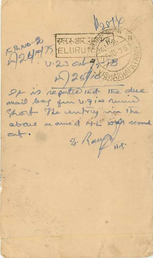 Travancore-Cochin — Anchal Card — 4 Pies — Verlag: Indian Posts & Telegraphs - Rückseite