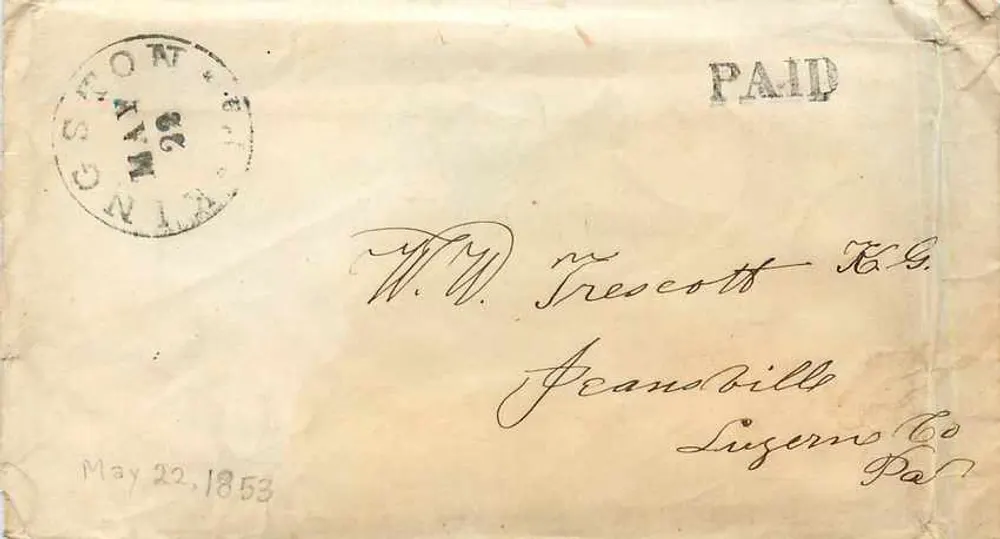 Wyoming Seminary — Kingston, Luzerne Co. — Enveloppe avec timbre postal et cachet - Recto