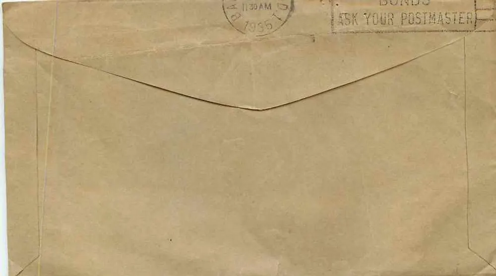 डॉवर, डेलावेयर — आधिकारिक लिफाफा — पोस्ट ऑफिस डिपार्टमेंट - पीछे