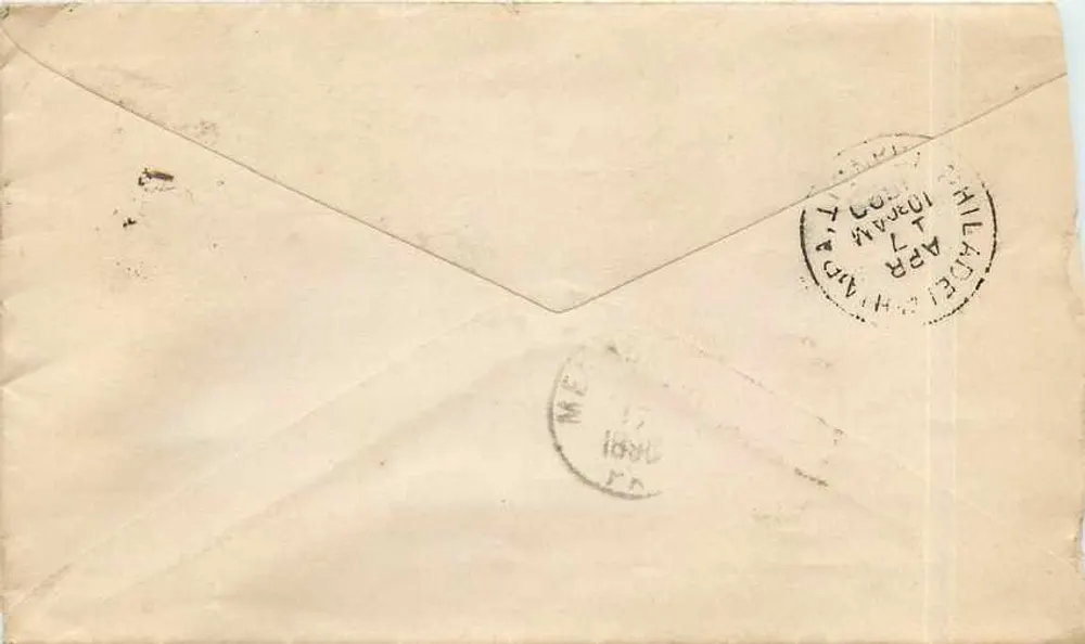 Mullica Hill — 17. April 1890 — 2 Cent George Washington Stempel - Rückseite