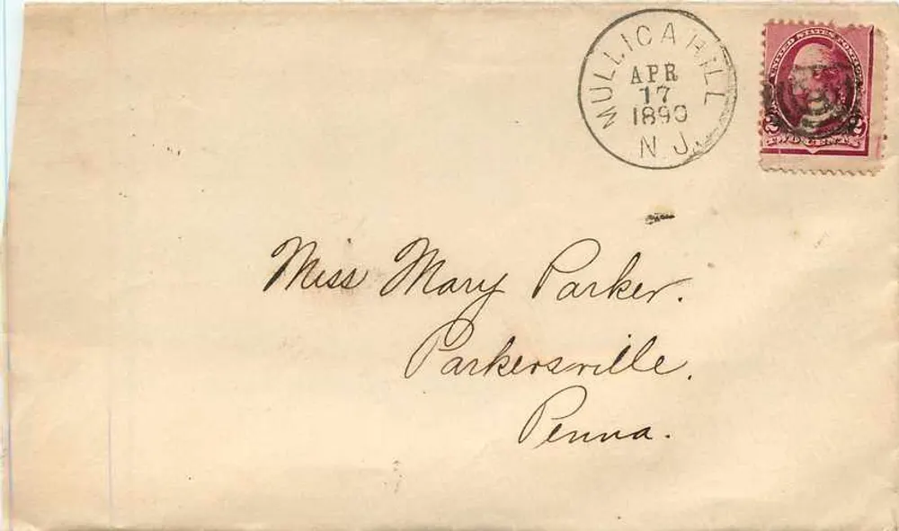 Mullica Hill — 17. April 1890 — 2 Cent George Washington Stempel - Vorderseite