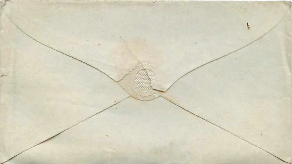 Envelope postal — Wyoming, PA — datado 6 abril 1853 — destinado a M. W. H. Trescott em Jeanneville, Louisiana - Verso