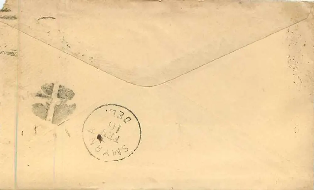 New York — Carta para Mr. John Anthony en Smyrna, Delaware — WM. L. ALLEN & CO., comisionistas - Reverso