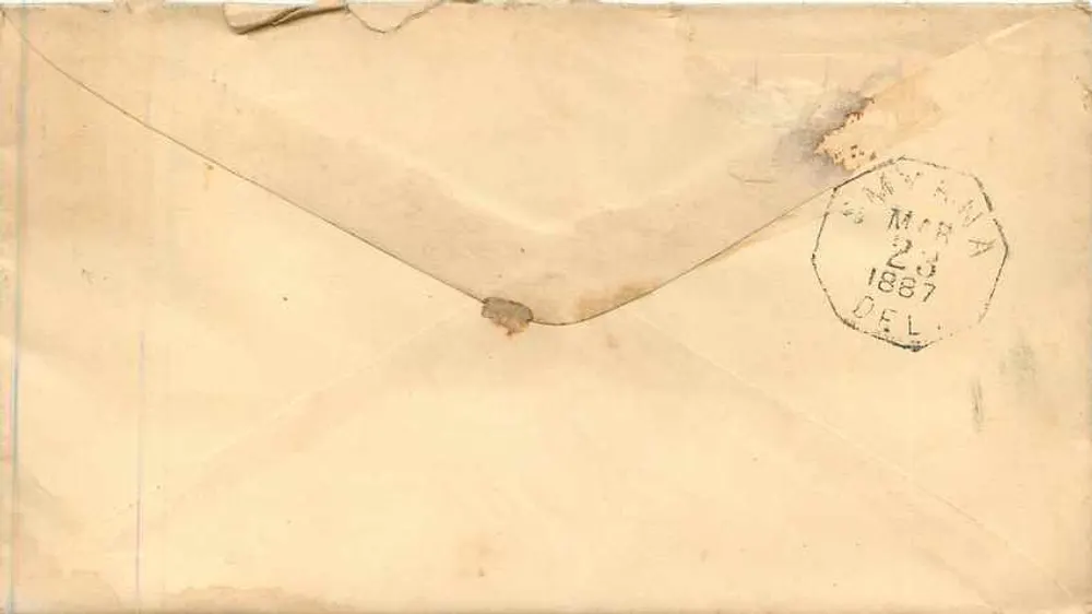 Troy, N.Y. — Brief an John Anthony nach Smyrna, Delaware — H.W. Gordinier, Seeds, Troy, N.Y. - Rückseite
