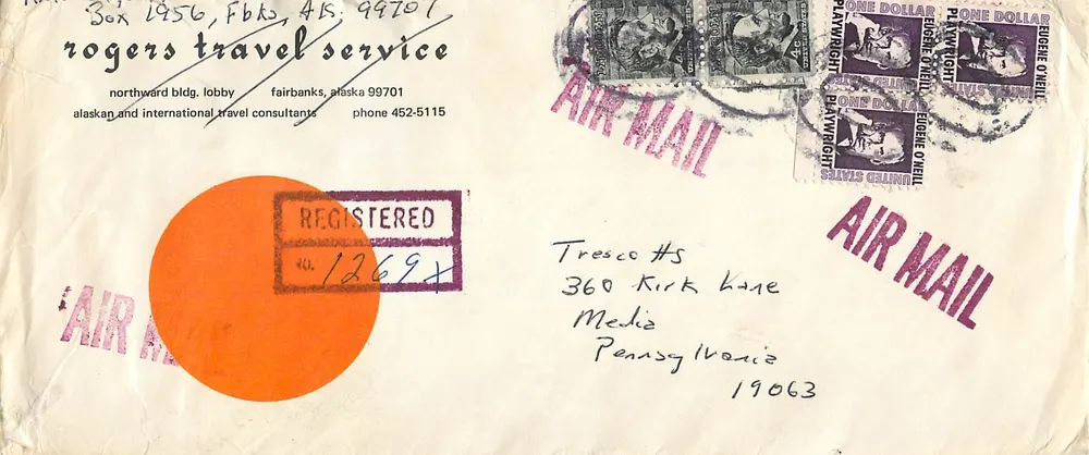 Fairbanks, Alaska — Enveloppe aérienne enregistrée vers 1963 — Rogers Travel Service - Recto