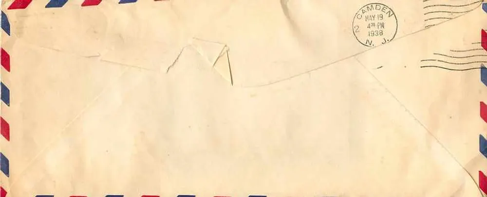 이스트 가든 — 브리지턴, 뉴저지 — 1938년 전국 항공우편 주간 - 뒷면