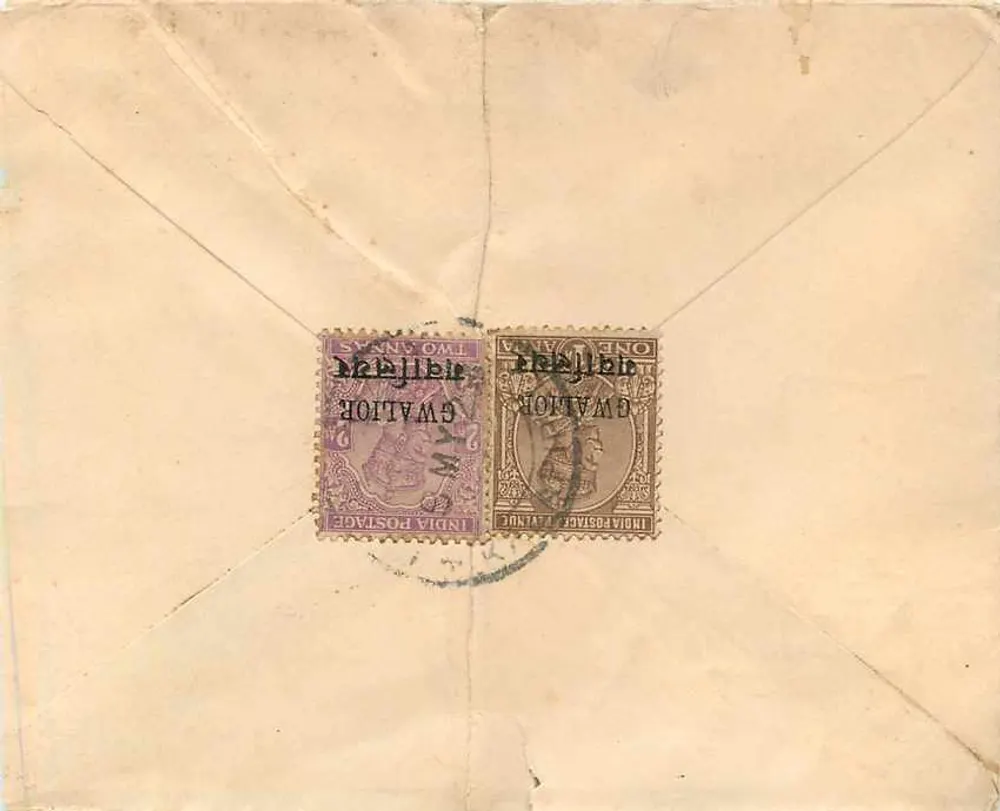Estado de Gwalior — Carta para Delhi — Editor Estado de Gwalior - Verso