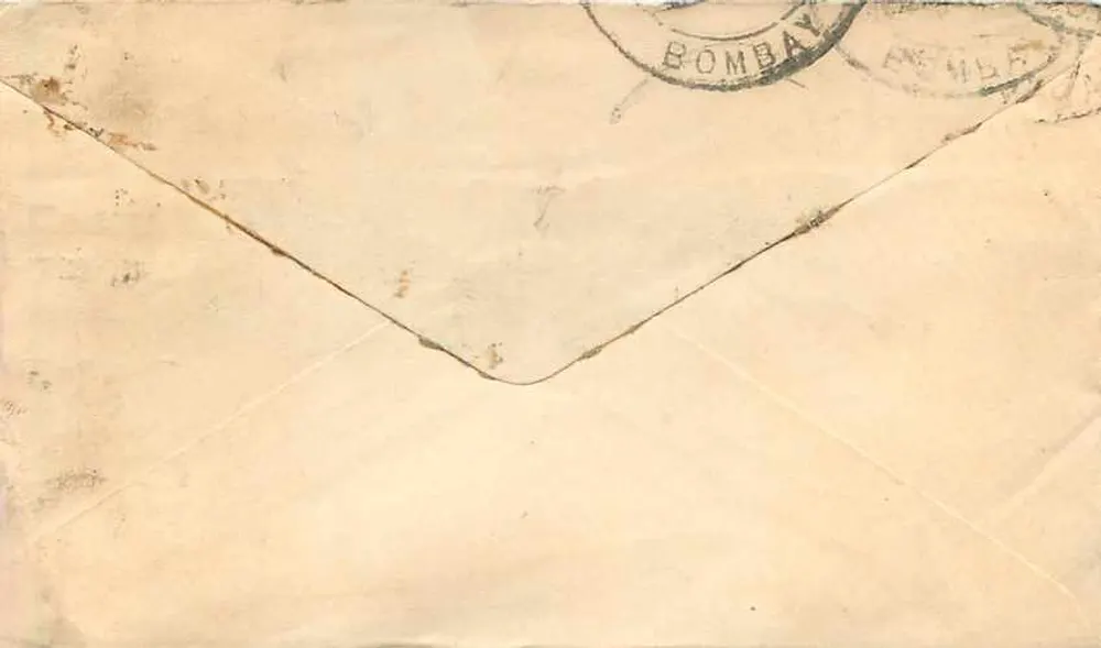 Gwalior — lettera a Bombay — timbro di Gwalior e sello di Bombay - Verso