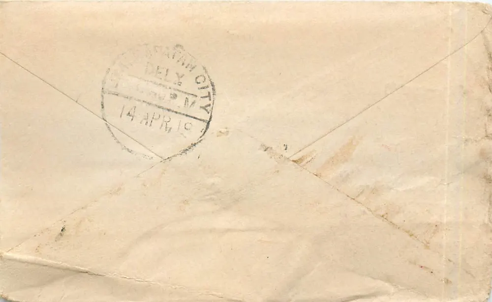 Papatan City — 14 de abril de 1919 — Escritório de Correios de Gwalior - Frente