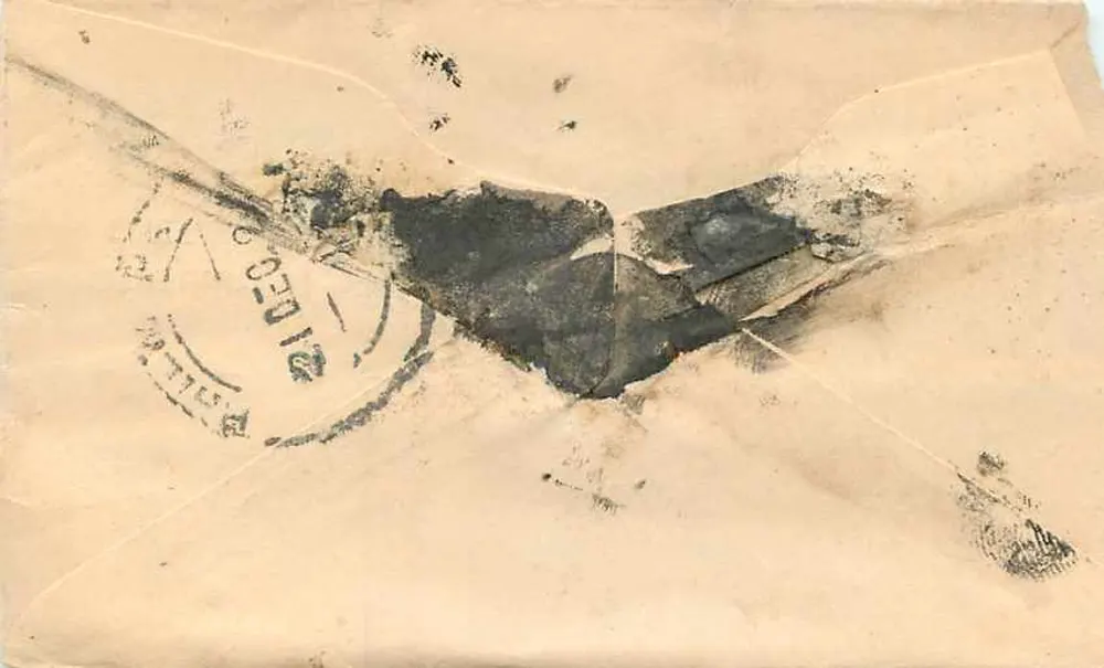 Gwalior — carta postal antiga com selo e carimbo postal - Verso