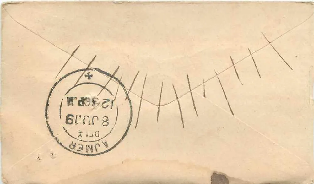 Antieke ansichtkaart van India — Aumer (Amer) — zegel van koningin Victoria - Achterkant