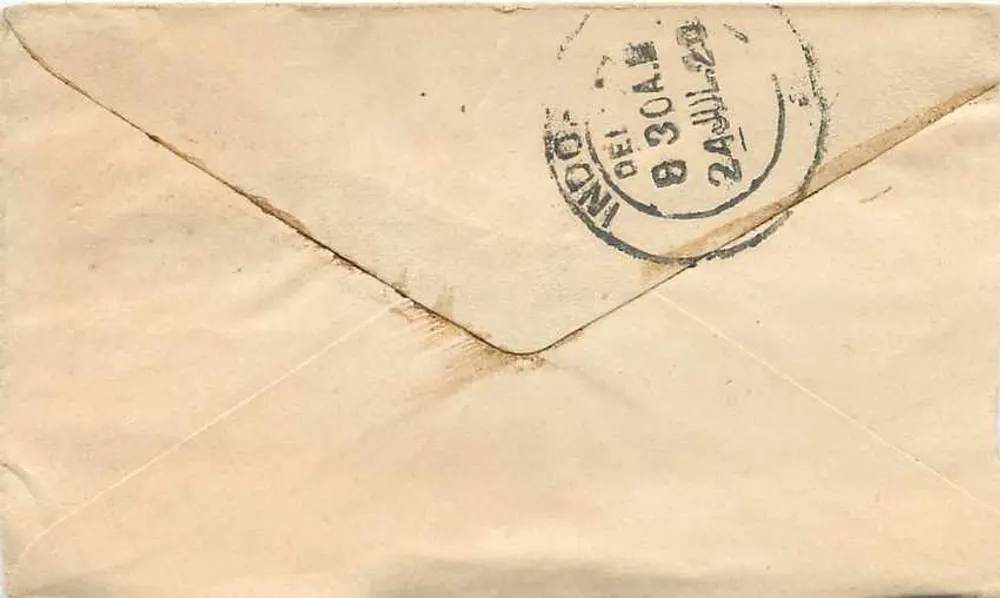 Gwalior — carta postal com selo verde de ½ anna — editor indeterminado - Verso