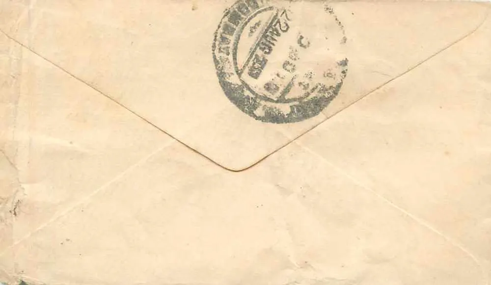 Bamby my Kolovider — cartão postal enviado de Calcutta, Índia, por volta de 1920 - Verso