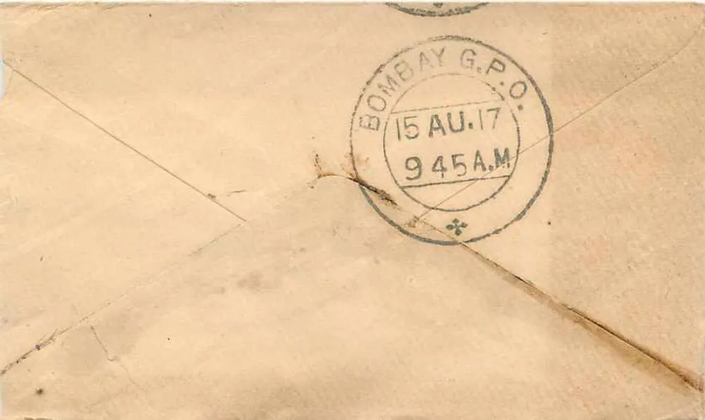 Gwalior — carta postal com selo Half Anna — editor Gwalior Post Office - Verso