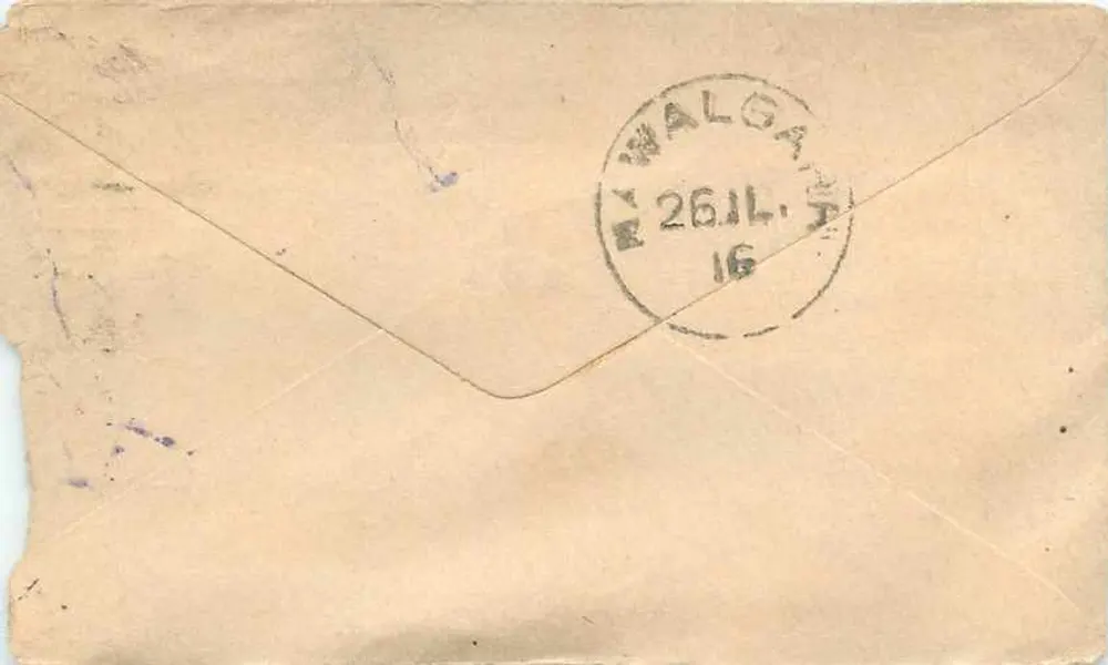 Nawalgarh — carta postal enviada de Mandsore — editor desconhecido - Verso