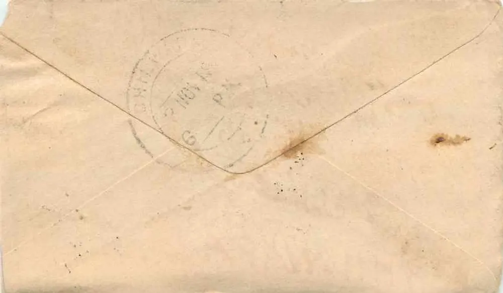Gwalior — Carta para Bhilwara — Selos Half Anna e carimbo de Gwalior - Verso