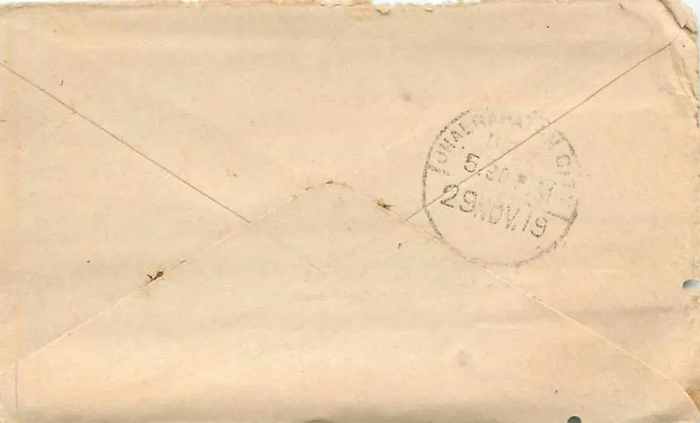Gwalior — bilhete postal com selo Half Anna — editor Gwalior - Verso
