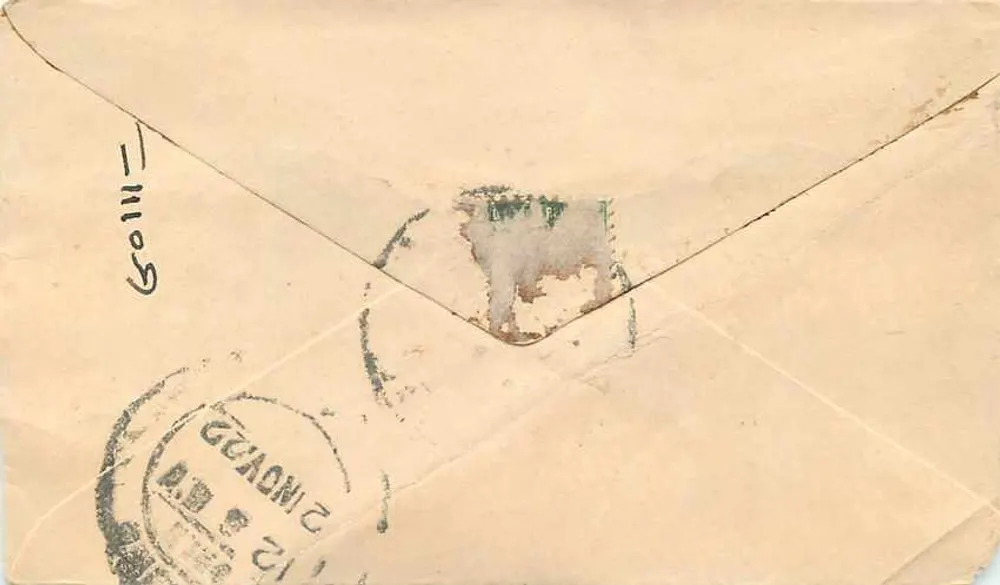 Gwalior — carta postal com selo de 1/2 anna e carimbo postal — Gwalior State Post - Verso