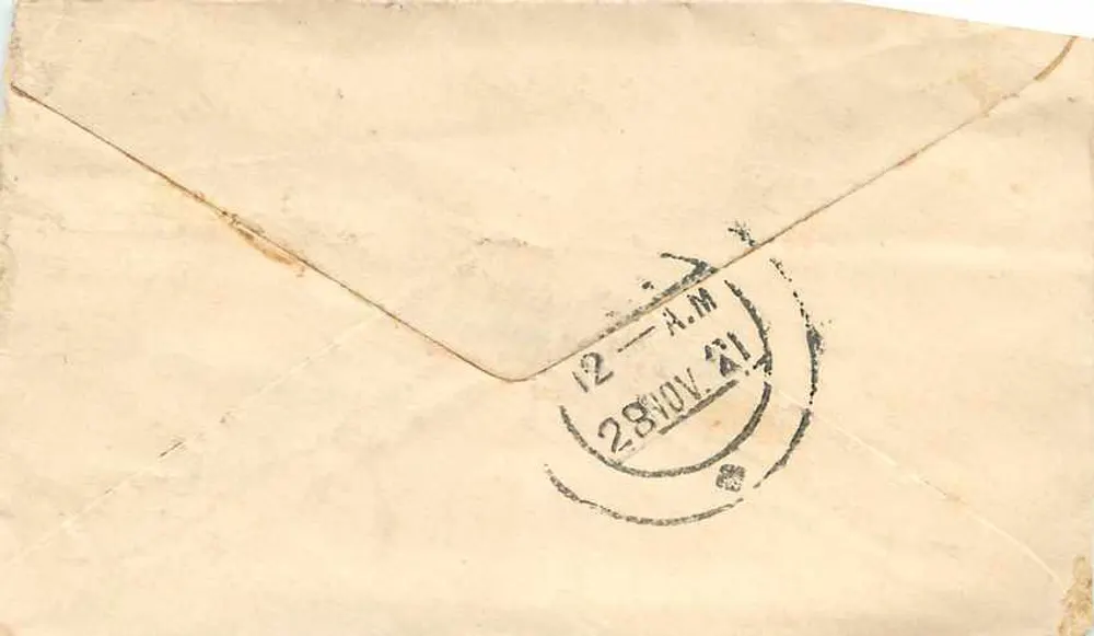 Gwalior — carta postal com selo de ½ anna — editor Gwalior Post Office - Verso