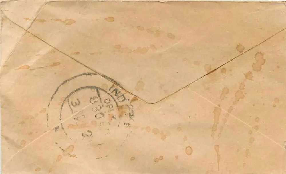 Gwalior — antieke ansichtkaart met postzegel en poststempel — onbekende uitgever - Achterkant
