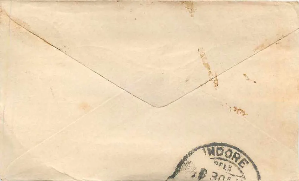 Gwalior — carta postal com selo e carimbo postal — editor desconhecido - Verso