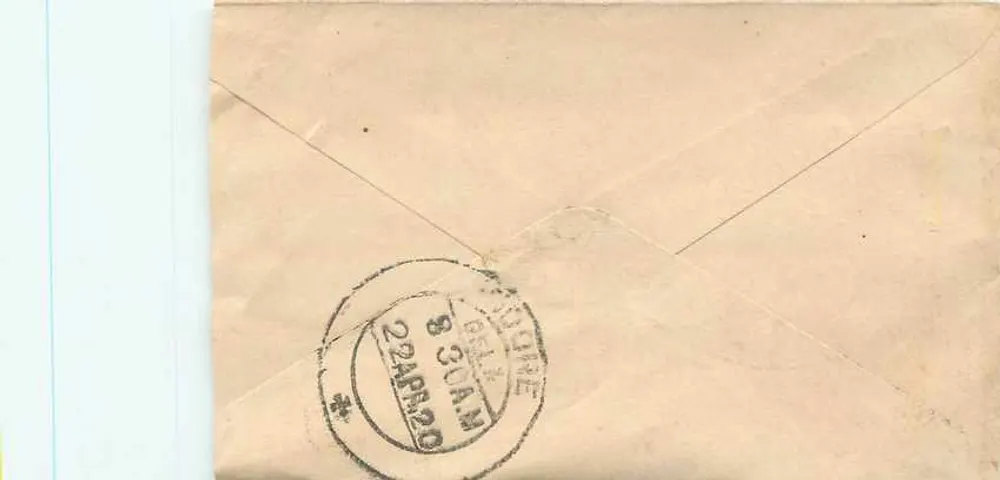 Gwalior — cartão postal com selo verde de ½ anna e carimbo postal — editor não identificado - Verso