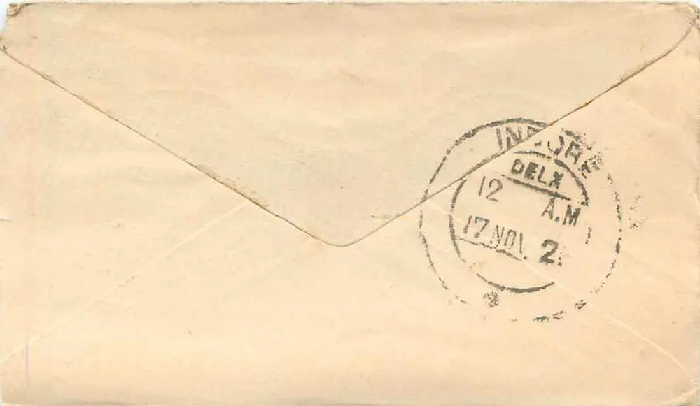 WALLIOR — carta postal com selo de ½ anna — editor desconhecido - Verso